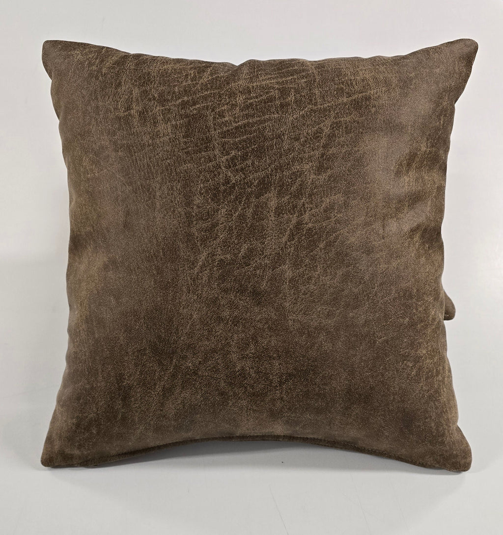 Housse de Coussin 40x40 cm Simili Cuir Marron Vieilli - Style Vintage & Industriel