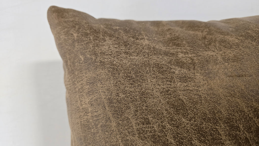 Housse de Coussin 40x40 cm Simili Cuir Marron Vieilli - Style Vintage & Industriel
