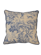Coussin Toile de Jouy passepoilé : L'Élégance Champêtre pour Votre Salon
