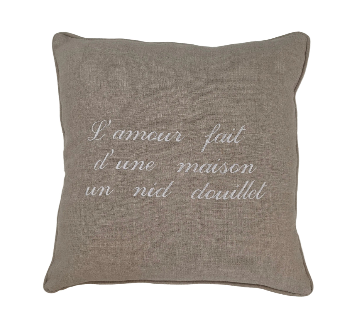 COUSSIN LIN NATUREL BRODÉ - 40x40 cm