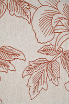 Plaid Galicia – Motif Botanique Orange sur Fond Naturel, Franges Coton 125x150 cm