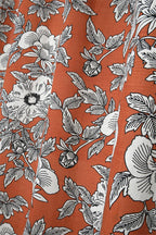 Rideau Galicia – Fond Orange Motif Fleuri Noir et Blanc 140x260 cm