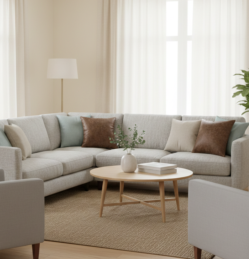 Housse de Coussin 40x40 cm Simili Cuir Marron Vieilli - Style Vintage & Industriel