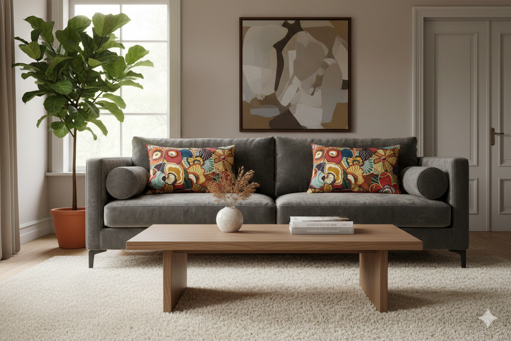 Coussin Mania Rouge 40x60 cm - Motif Abstrait Ethnique & Chic