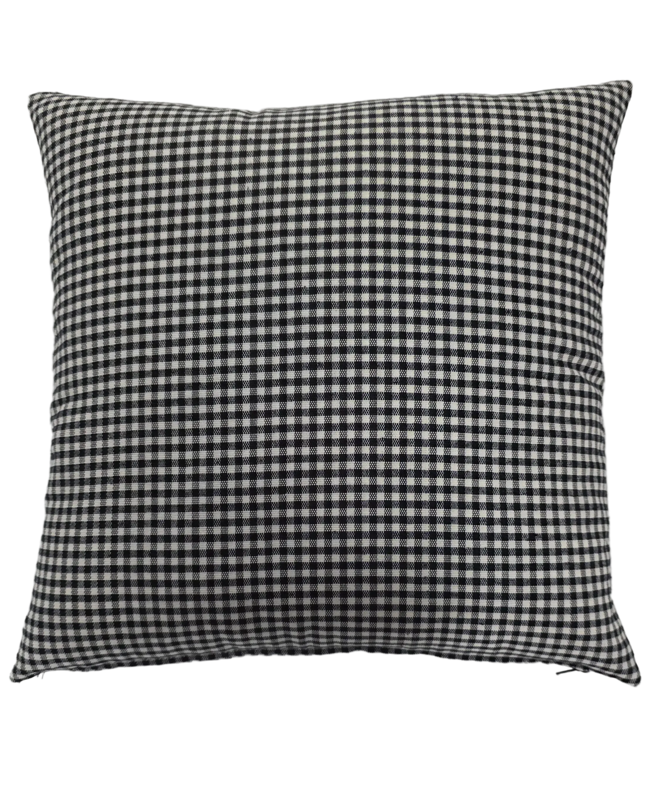 Housse de Coussin 40x40 cm vichy noir avec garnissage