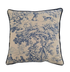Coussin Toile de Jouy passepoilé : L'Élégance Champêtre pour Votre Salon