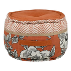 Pouf Galicia – Motif Fleuri Orange Noir et Blanc 40x30 cm