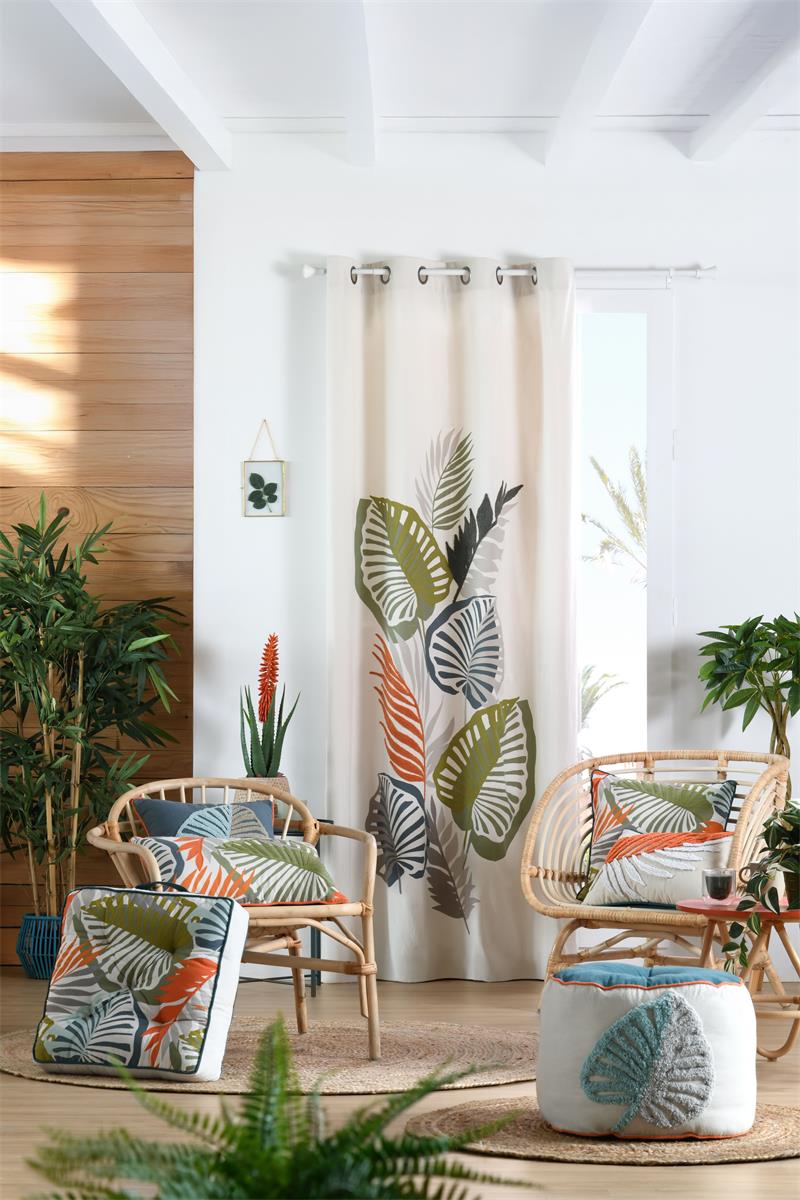 Rideau Kentia 140x260 cm - Motifs Feuilles Exotiques & Reliefs Chic