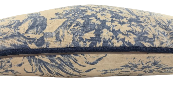 Coussin Toile de Jouy passepoilé : L'Élégance Champêtre pour Votre Salon