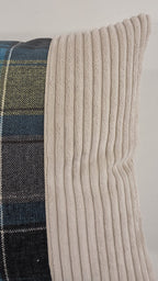 Coussin 40x40 cm "L'Écossais Chic" – Velours Côtelé et Tartan